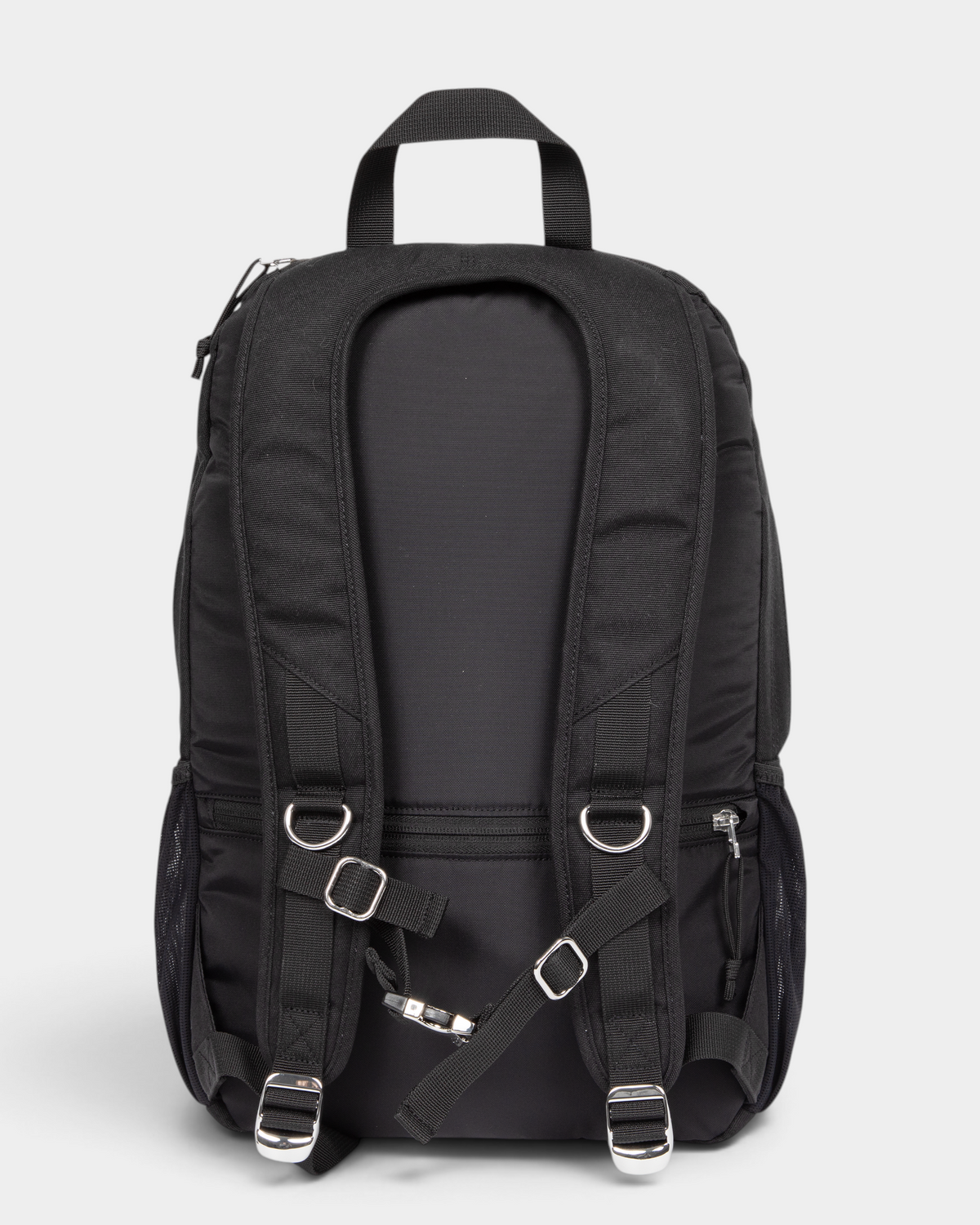 Eastpak x Dime Getter Backpack in Dime Black, back view showing the padded shoulder straps, sternum strap and the zipped pocket on the back panel