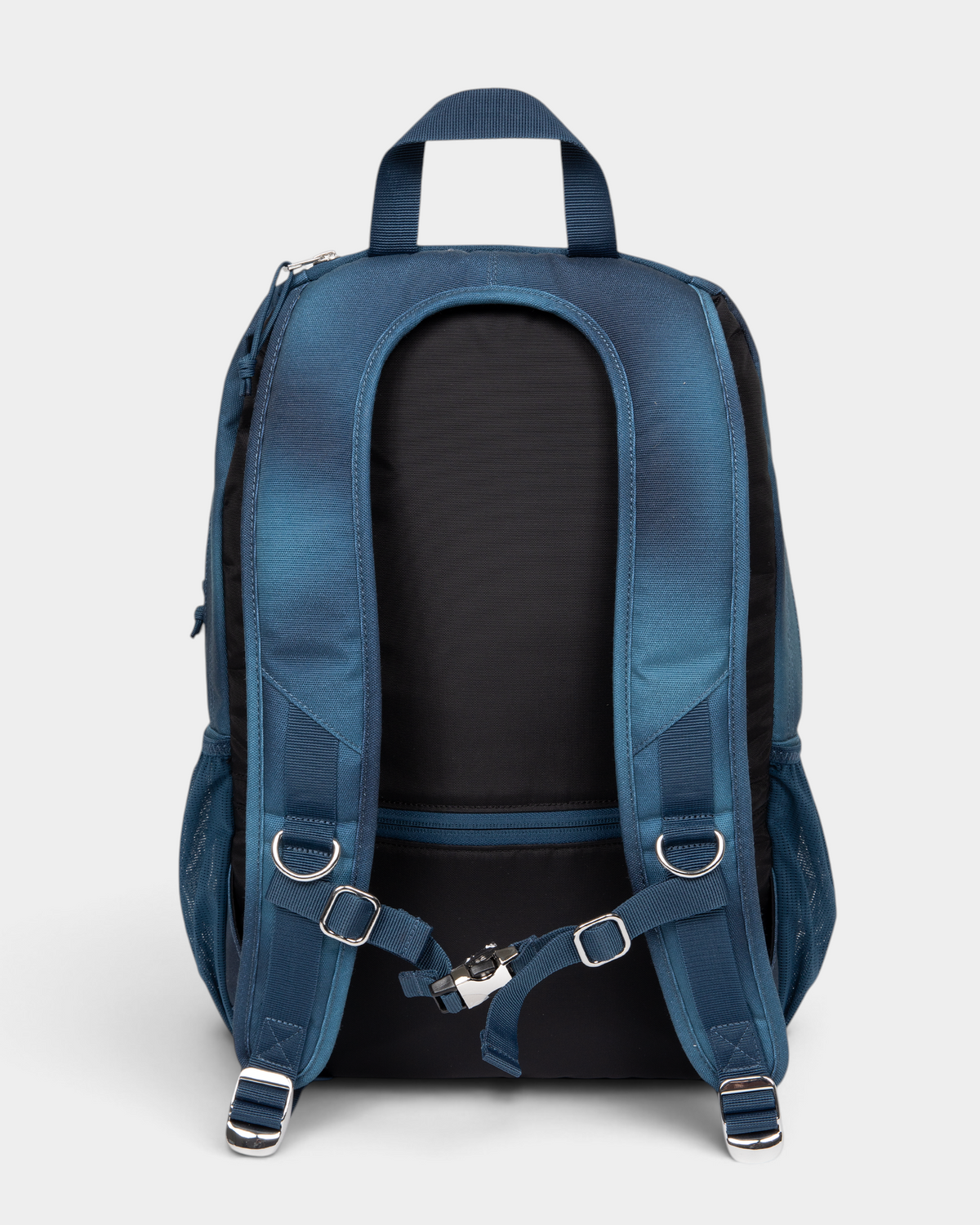 Eastpak x Dime Getter Backpack in Dime Navy, back view showing the padded shoulder straps, sternum strap and the zipped pocket on the back panel
