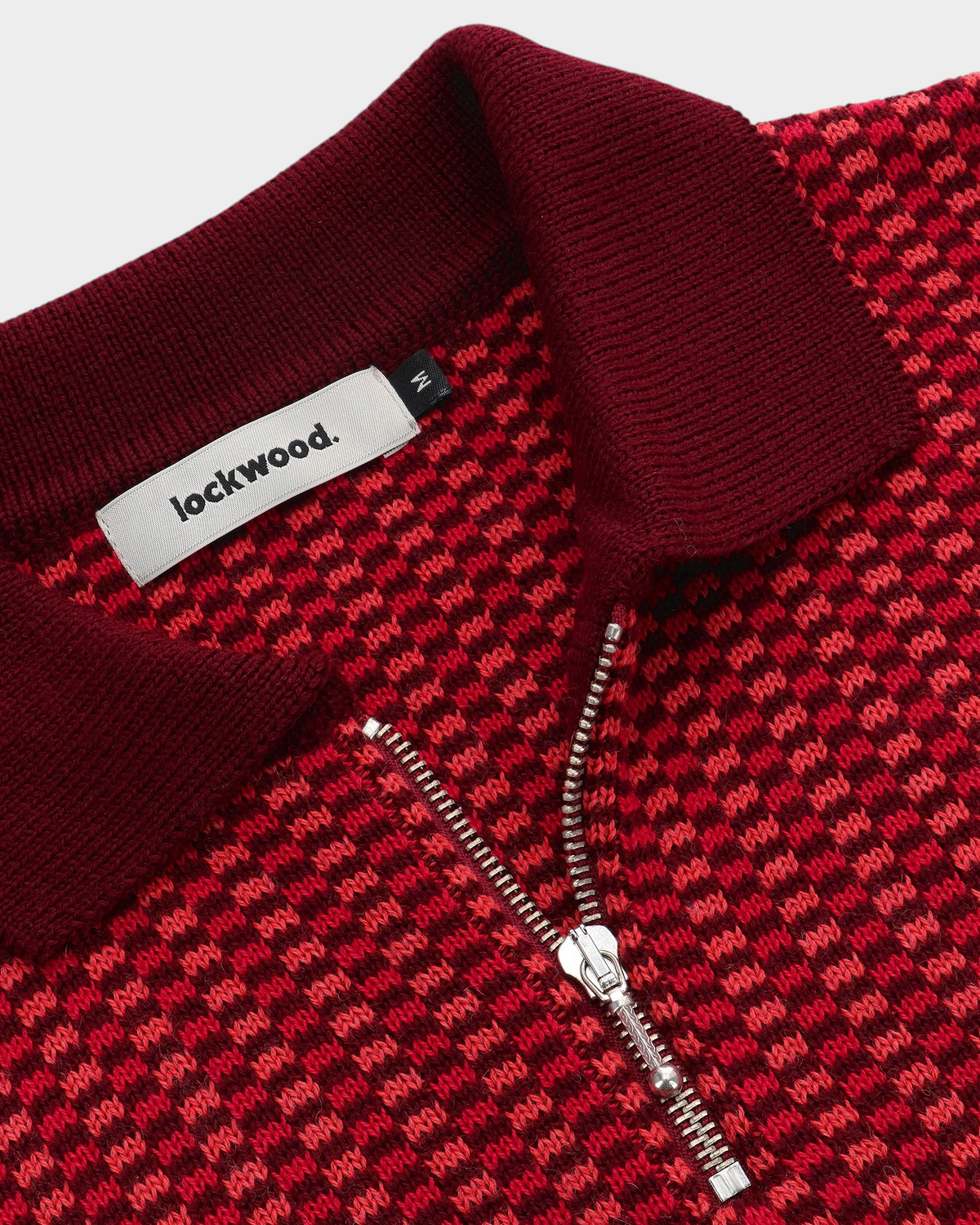 Lockwood Half Zip Knit Checkered - Burgundy