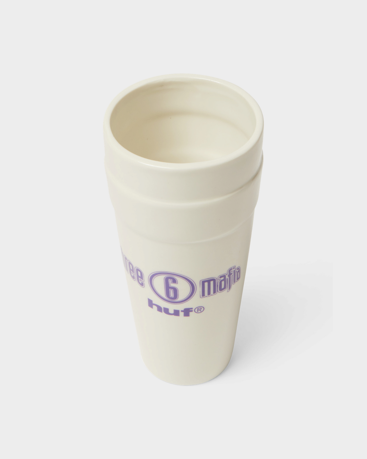 HUF x Three 6 Mafia Ceramic Double Cup - White, from above, the two nested cups and their rim