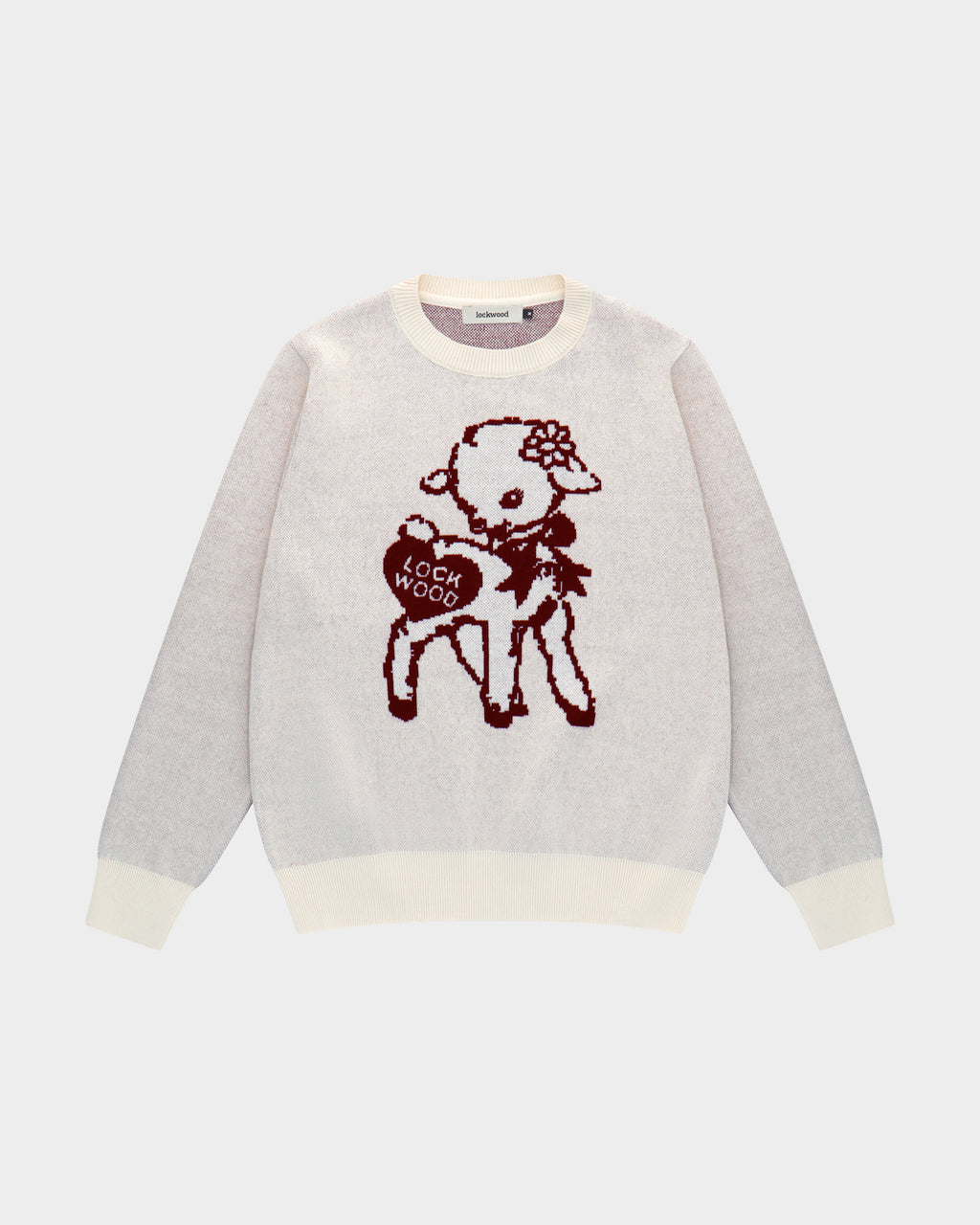 Lockwood Little Lamb Jacquard Knit Sweater - Off White/Burgundy