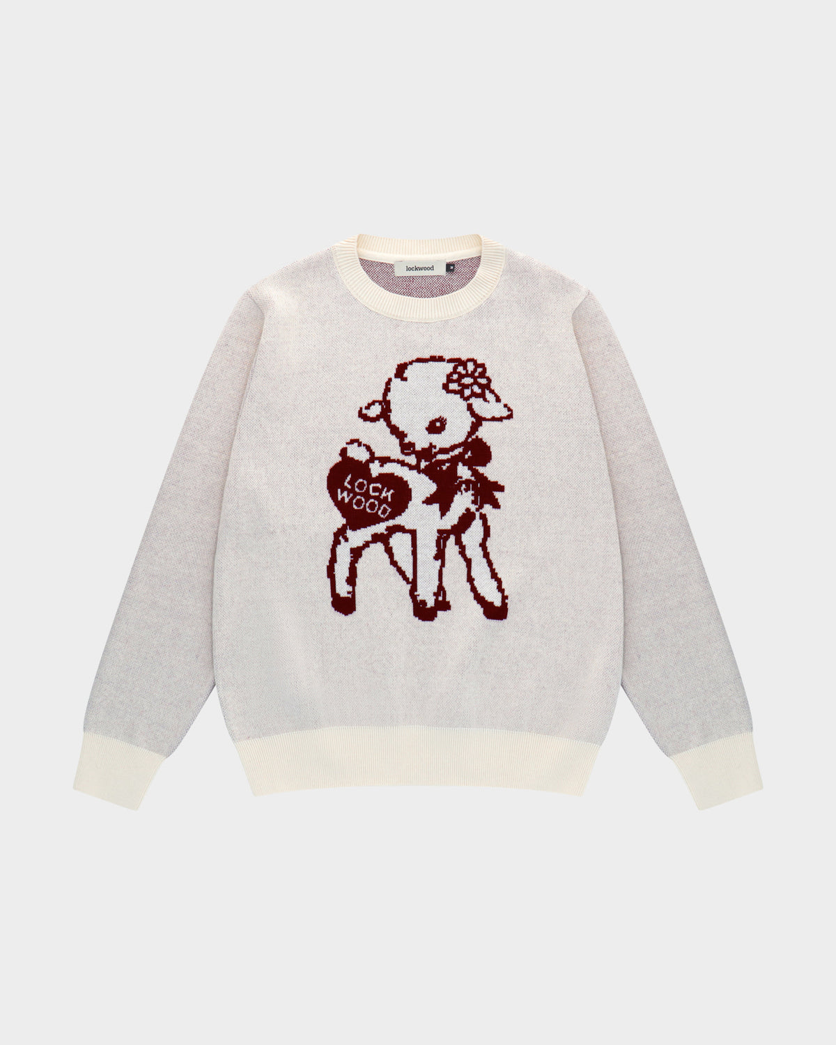 Lockwood Little Lamb Jacquard Knit Sweater - Off White/Burgundy