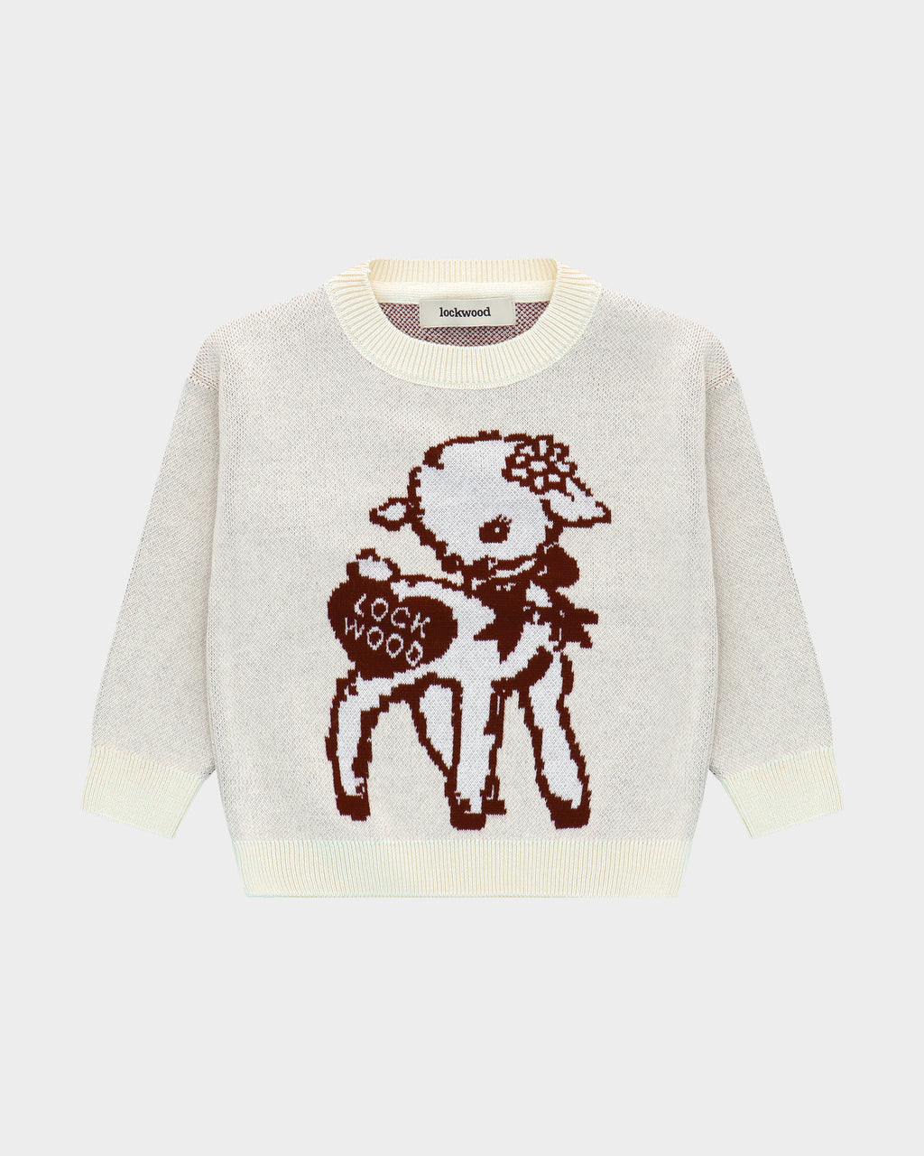 Lockwood Little Lamb Jacquard Toddler Knit Sweater - Off White/Burgundy