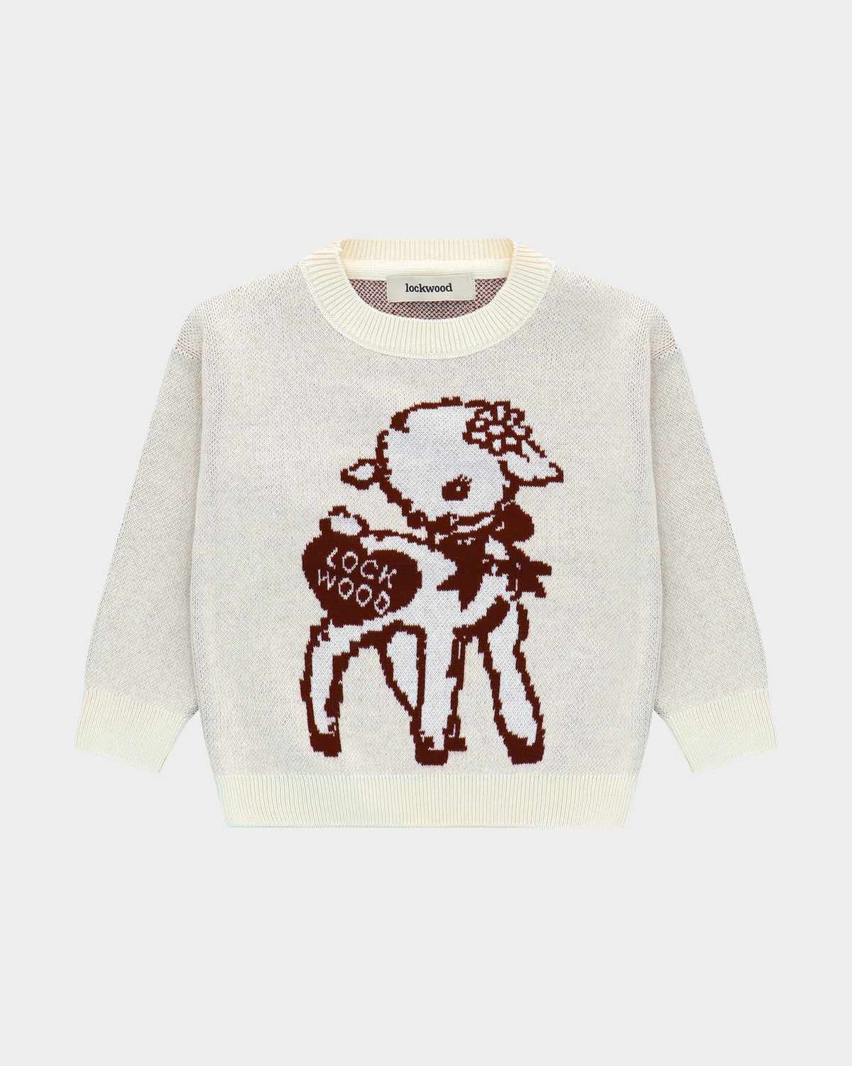 Lockwood Little Lamb Jacquard Toddler Knit Sweater - Off White/Burgundy