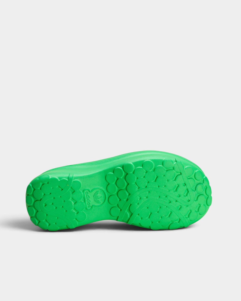 Lockwood Avenue adidas Adifom Stan Slide in energy green showing the textured EVA foam outsole pattern