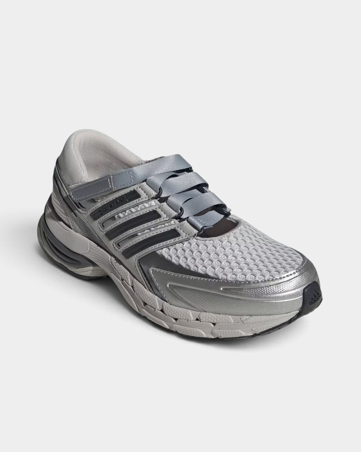 Lockwood Avenue adidas Adistar Control 5 sneakers in tonal gray and silver metallic with an open mesh upper.