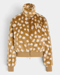 Lockwood Avenue adidas Firebird faux-fur track jacket in brown animal print with white 3-Stripes and high collar