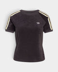 Lockwood Avenue adidas black terry loop crew neck t-shirt with signature three-stripe sleeve detailing