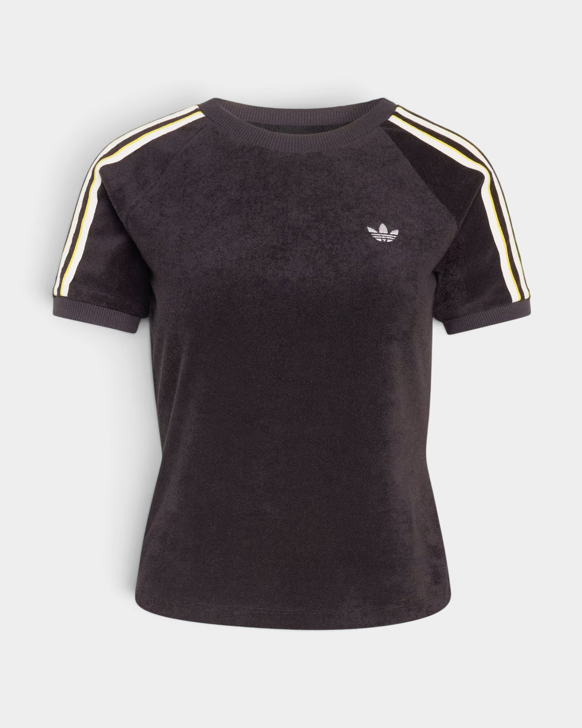 Lockwood Avenue adidas black terry loop crew neck t-shirt with signature three-stripe sleeve detailing