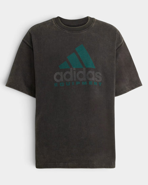 Lockwood Avenue adidas Equipment oversized cotton t-shirt in washed black with green graphic logo