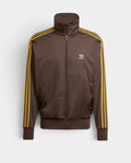 Lockwood Avenue adidas Adicolor Firebird track top in dark brown with bronze 3-Stripes and embroidered Trefoil logo.