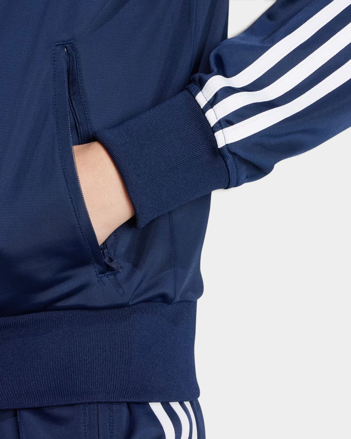 Lockwood Avenue adidas Adicolor Firebird track top in night indigo with white 3-Stripes and zippered side pocket