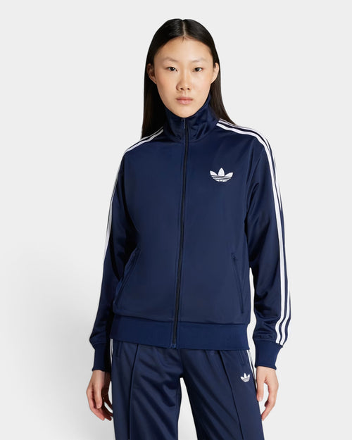 Lockwood Avenue adidas Adicolor Firebird loose track top in night indigo with white 3-Stripes and chest Trefoil logo