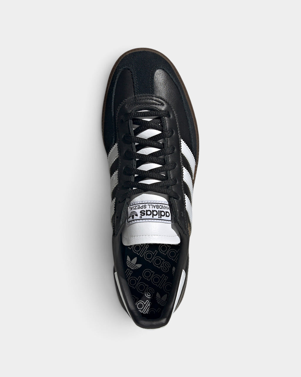 Lockwood Avenue adidas Handball Spezial leather sneakers in core black with white stripes and a gum rubber outsole.