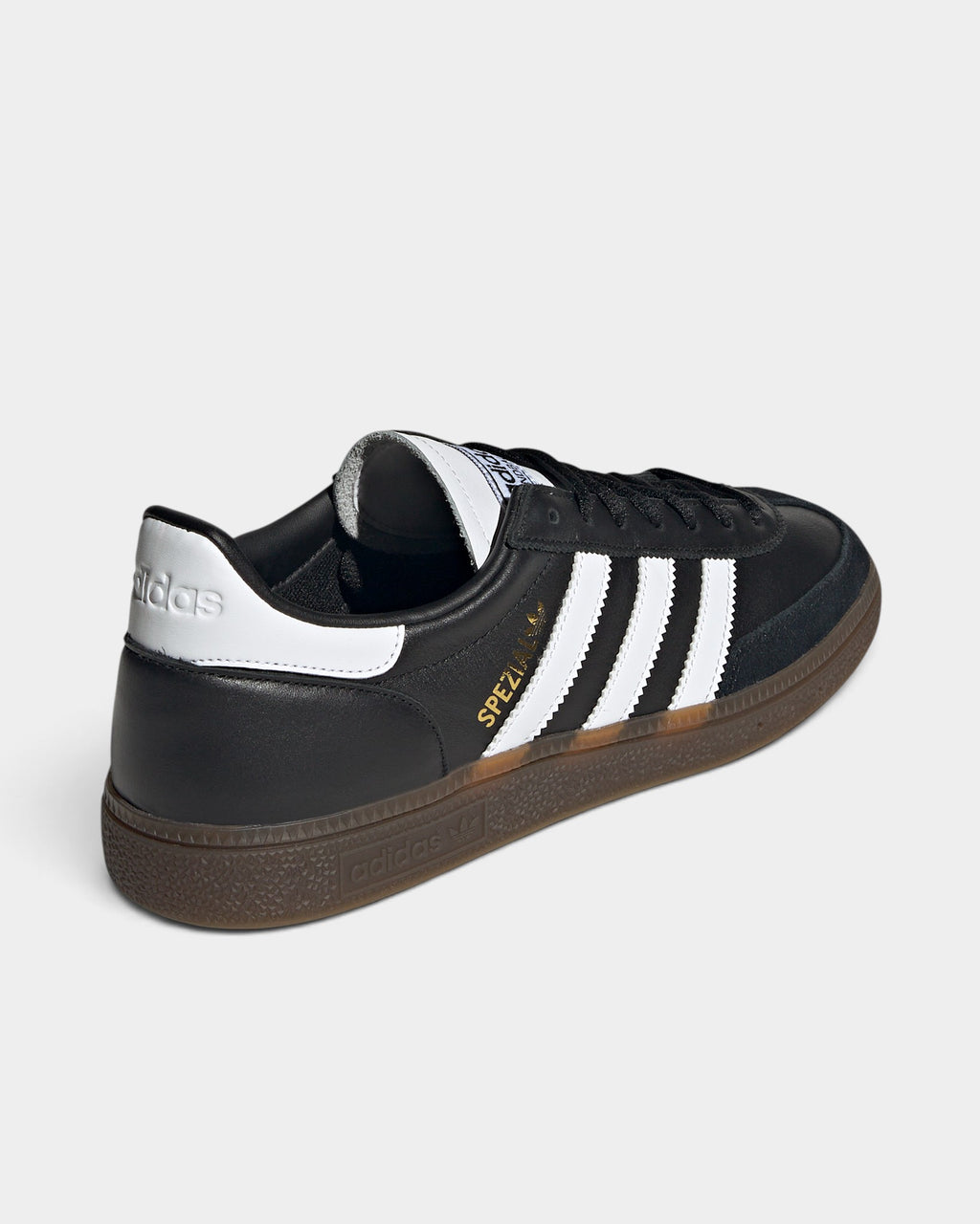 Lockwood Avenue adidas Handball Spezial leather sneakers in black with white stripes and a gum rubber sole.