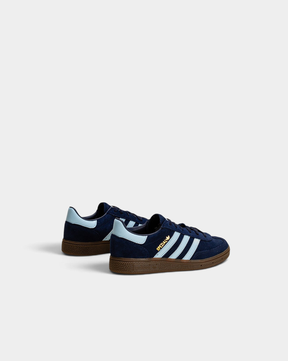 Lockwood Avenue adidas Handball Spezial junior sneakers in navy suede with light blue stripes and a gum sole.