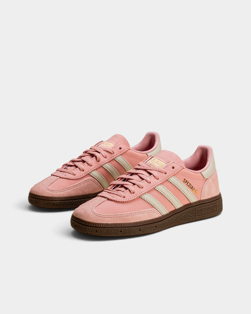 Lockwood Avenue adidas Handball Spezial sneakers in dusty-pink suede with alumina stripes and a brown gum sole.