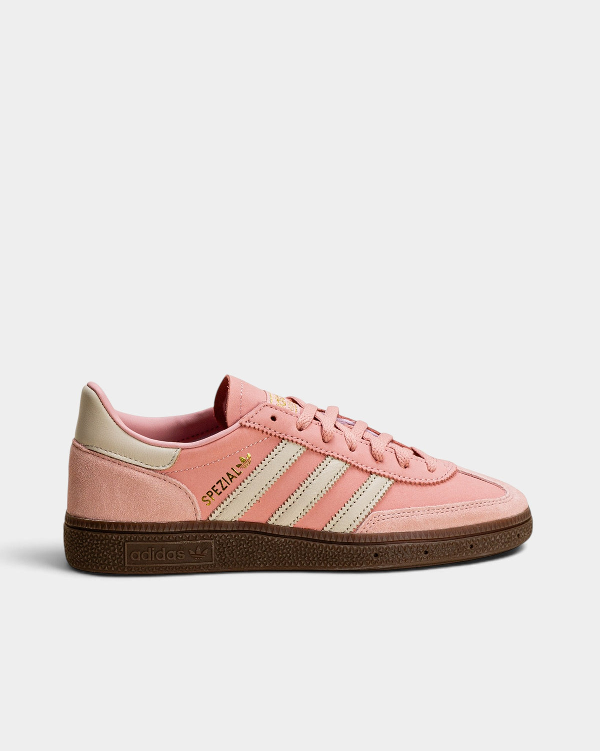Lockwood Avenue adidas Handball Spezial W sneakers in dusty-pink suede with alumina stripes and a gum rubber sole.