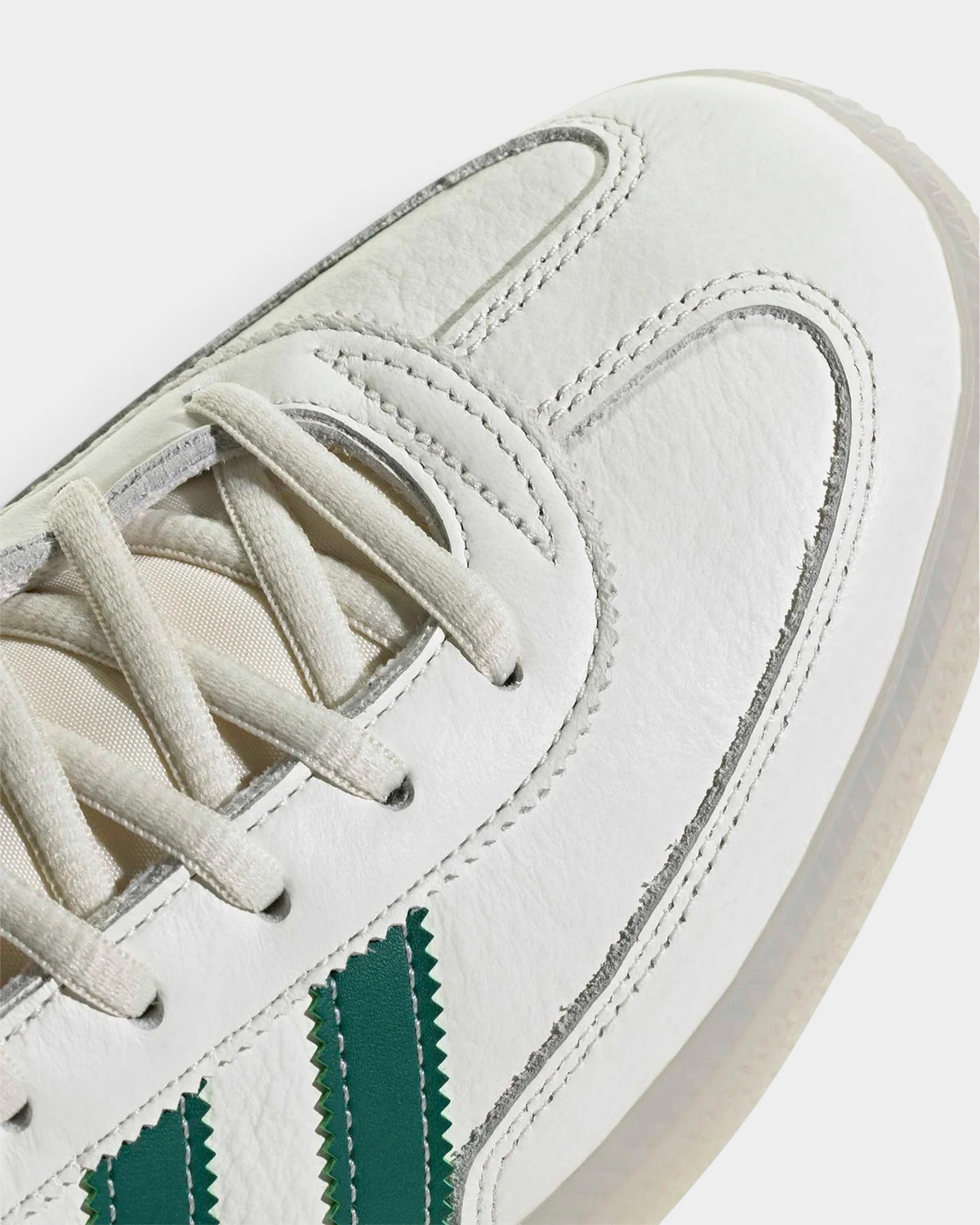 Lockwood Avenue adidas Handball Spezial sneakers in core white leather with collegiate green serrated 3-stripes