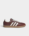 Lockwood Avenue adidas Samba OG shoes in fox brown suede with off-white stripes and a classic gum rubber outsole.