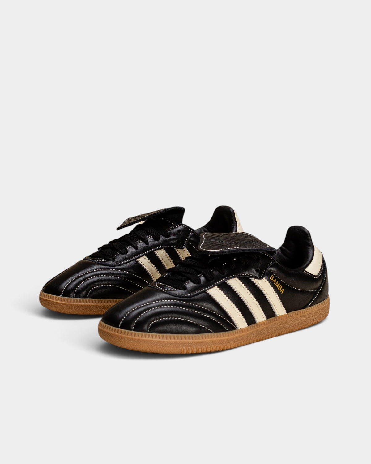 Lockwood Avenue adidas Samba LT W sneakers in core black leather with a quilted toe and vintage folding tongue