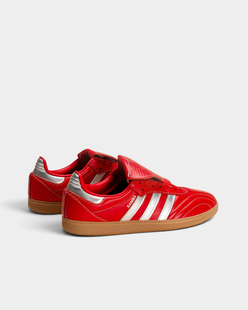 Lockwood Avenue adidas Samba LT W sneakers in Better Scarlet leather with silver metallic stripes and gum sole