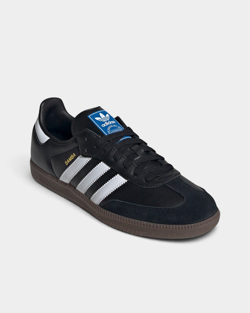 Lockwood Avenue adidas Samba OG sneaker in core black leather with white stripes, suede T-toe, and gum rubber sole.