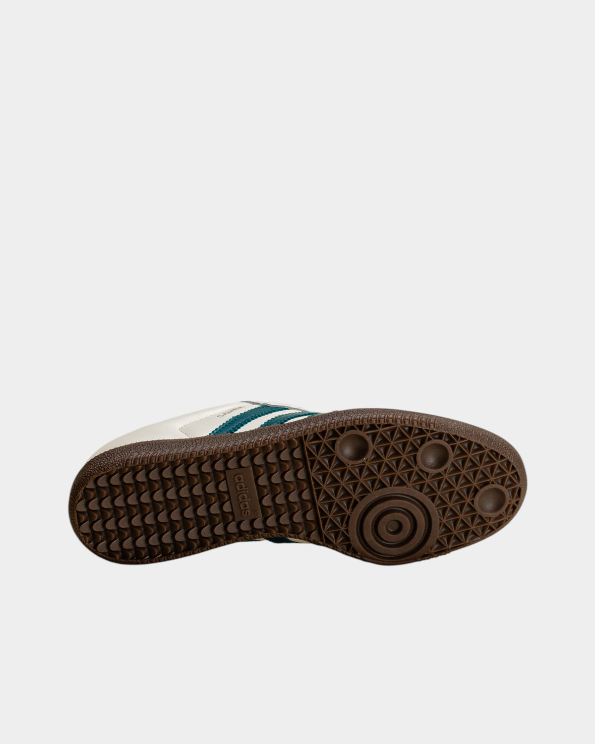 Lockwood Avenue adidas Samba OG sneaker showing the brown gum rubber outsole with signature tread pattern