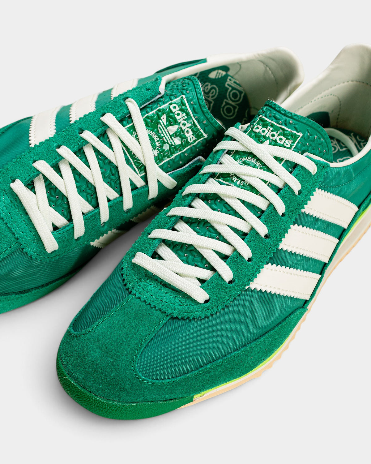 Lockwood Avenue adidas SL 72 OG sneakers in court green nylon and suede with ivory 3-stripes and retro profile