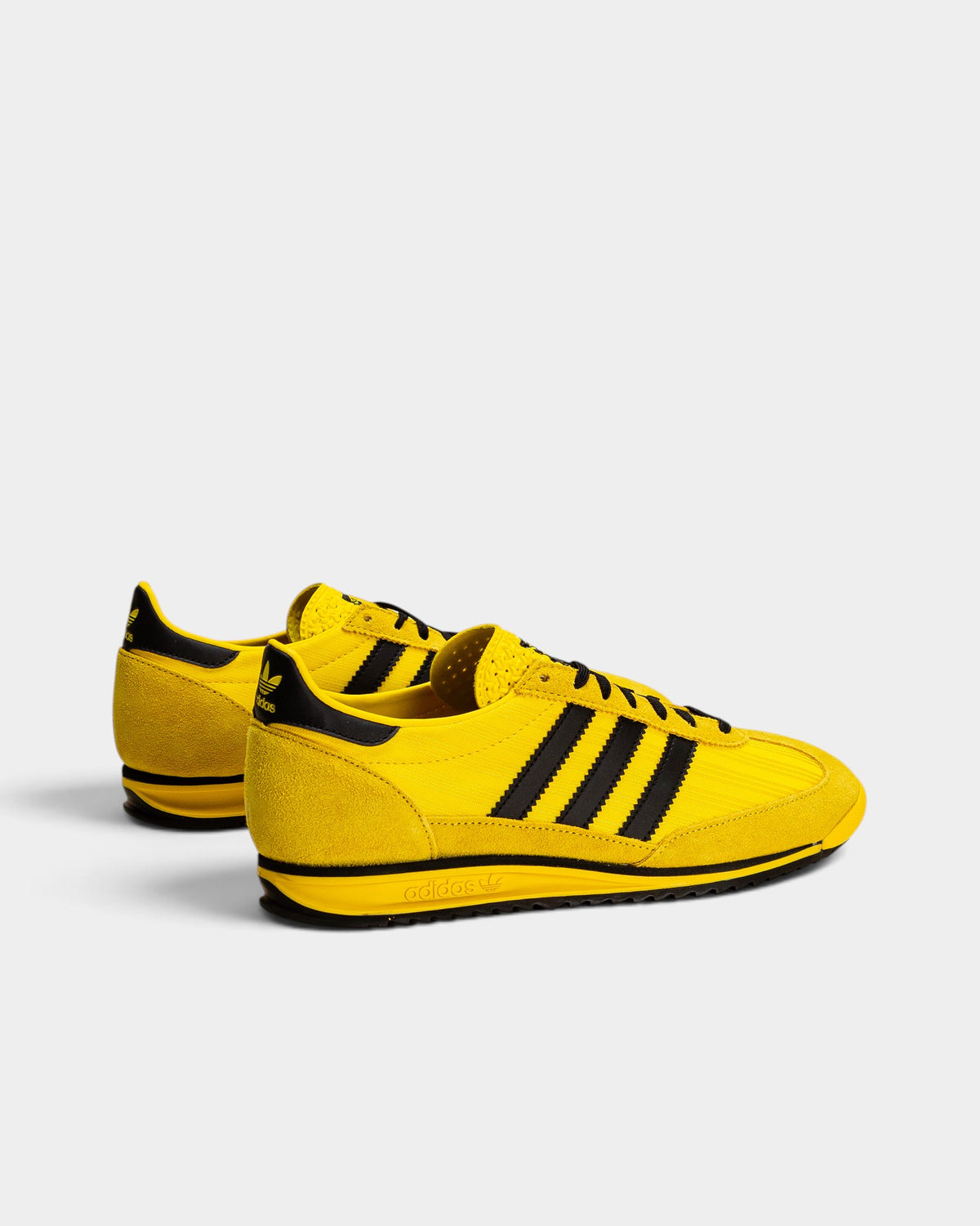 Lockwood Avenue adidas SL 72 OG W women's sneakers in yellow nylon and suede with black 3-Stripes and heel detail.