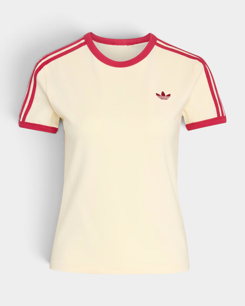 Lockwood Avenue adidas 3-Stripes slim fit t-shirt in cream with red trim and embroidered trefoil logo