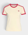 Lockwood Avenue adidas 3-Stripes slim fit t-shirt in cream with red trim and embroidered trefoil logo