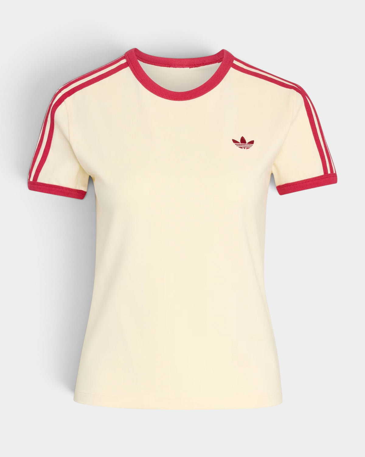 Lockwood Avenue adidas 3-Stripes slim fit t-shirt in cream with red trim and embroidered trefoil logo