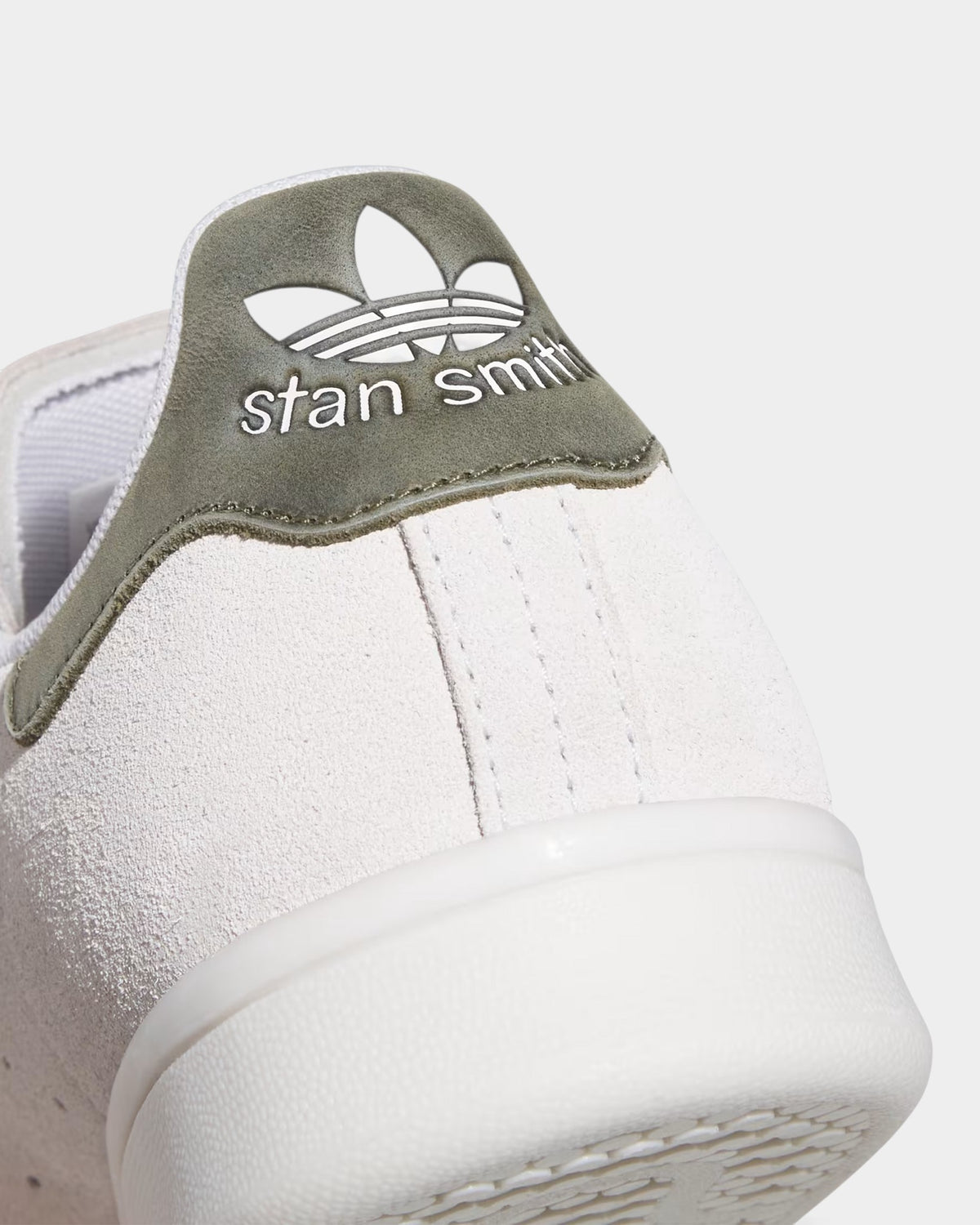 Lockwood Avenue adidas Stan Smith skate shoes in crystal white and olive strata with gold metallic branding detail