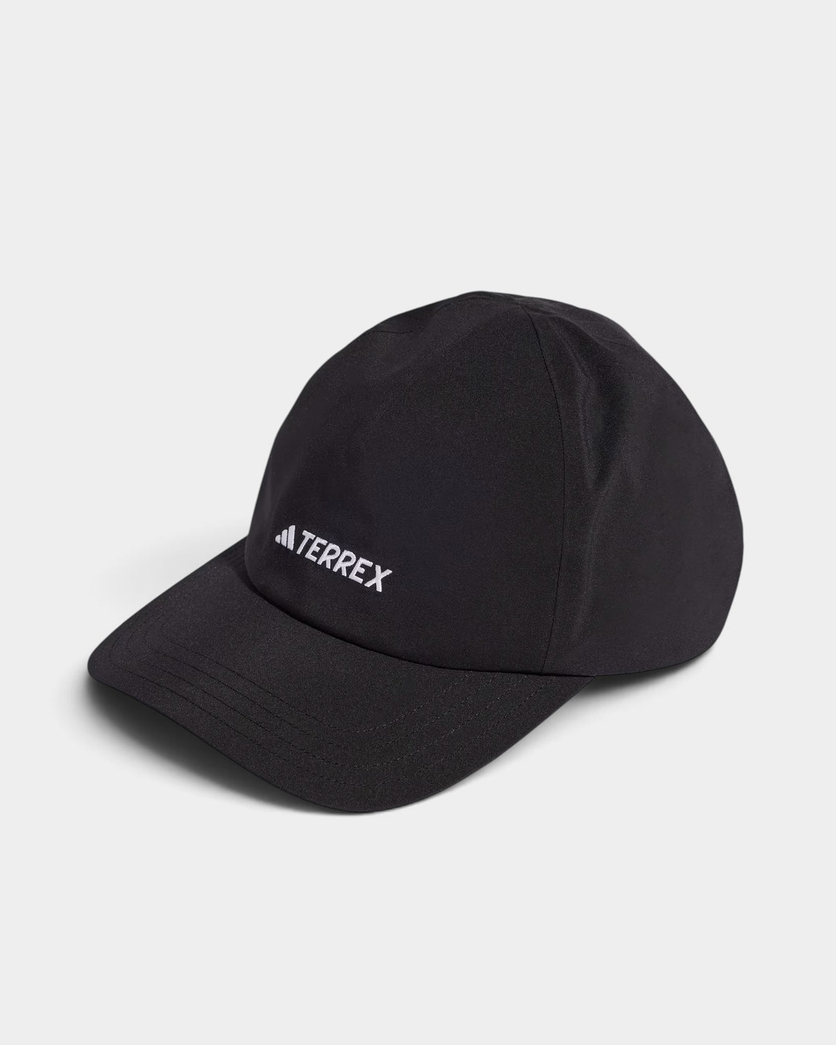 Lockwood Avenue adidas Terrex RAIN.RDY waterproof black cap with white logo branding and adjustable buckle closure.