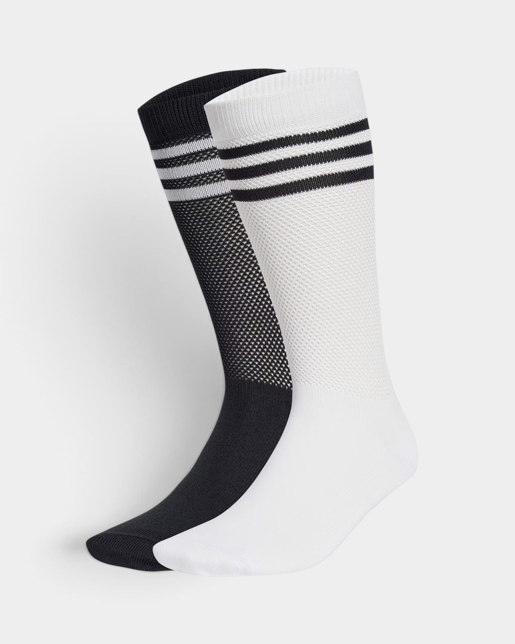Lockwood Avenue adidas textured crew socks in a 2-pack featuring one black and one white pair with ribbed cuffs.