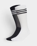 Lockwood Avenue adidas textured crew socks in a 2-pack featuring one black and one white pair with ribbed cuffs.