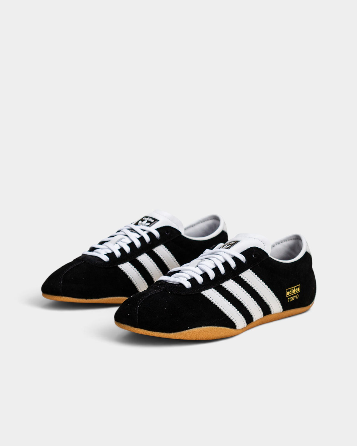 Lockwood Avenue adidas Tokyo W sneakers in black suede with white leather stripes and a gum rubber sole.