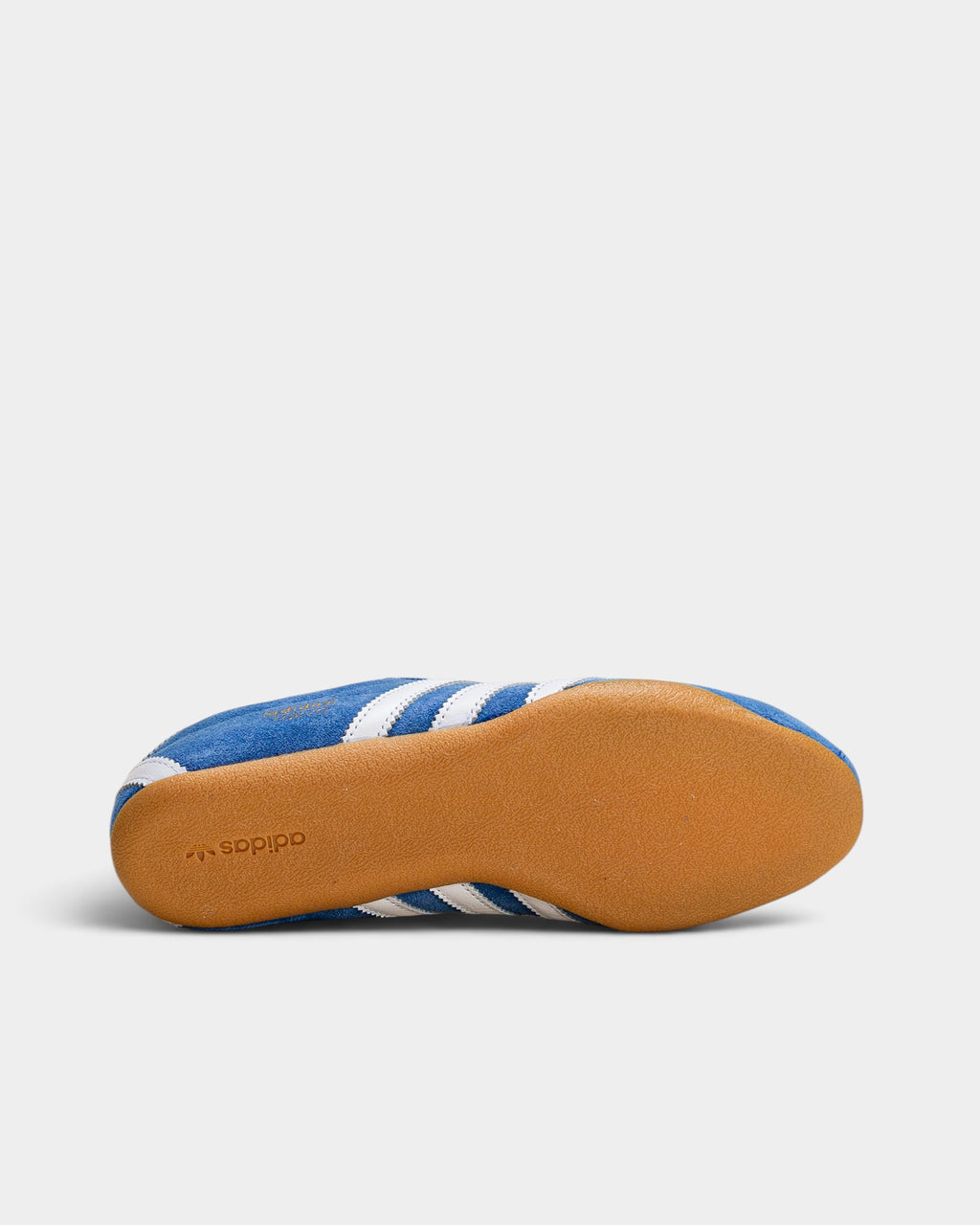 Lockwood Avenue adidas Tokyo retro runner in Blue Bird suede with white stripes and a gum rubber outsole