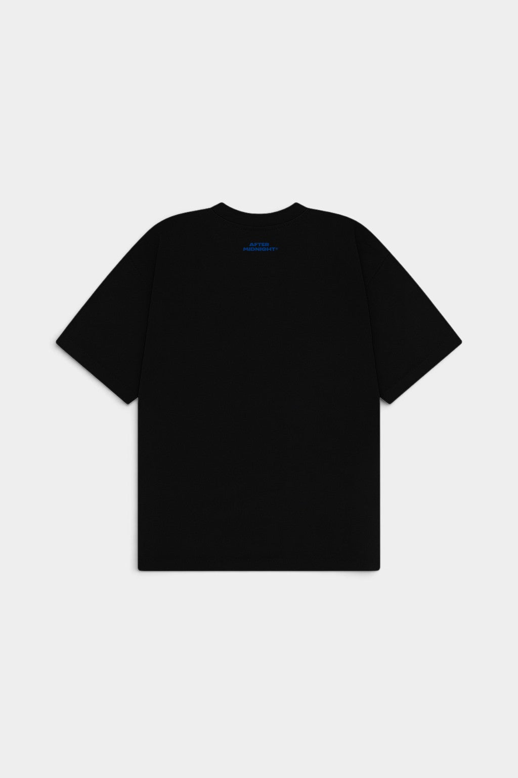 Lockwood Avenue After Midnight heavyweight black streetwear t-shirt with small blue logo on back