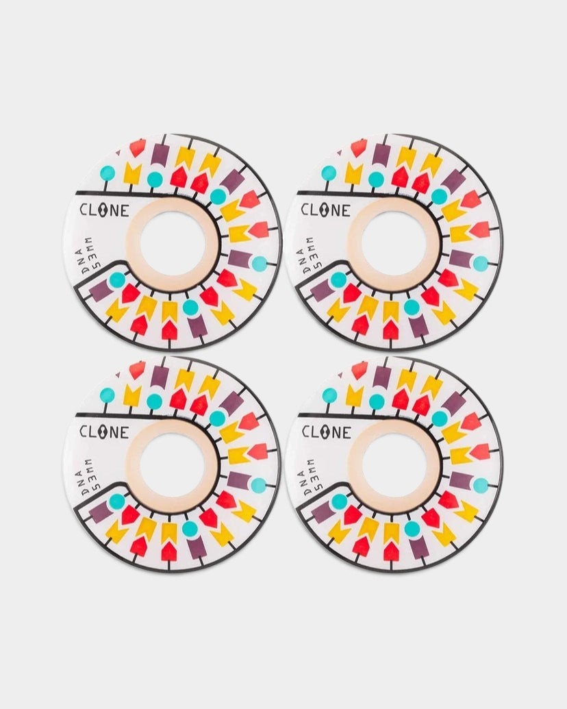 Lockwood Avenue Alien Workshop Clone DNA 53mm skateboard wheels with colorful geometric graphic design