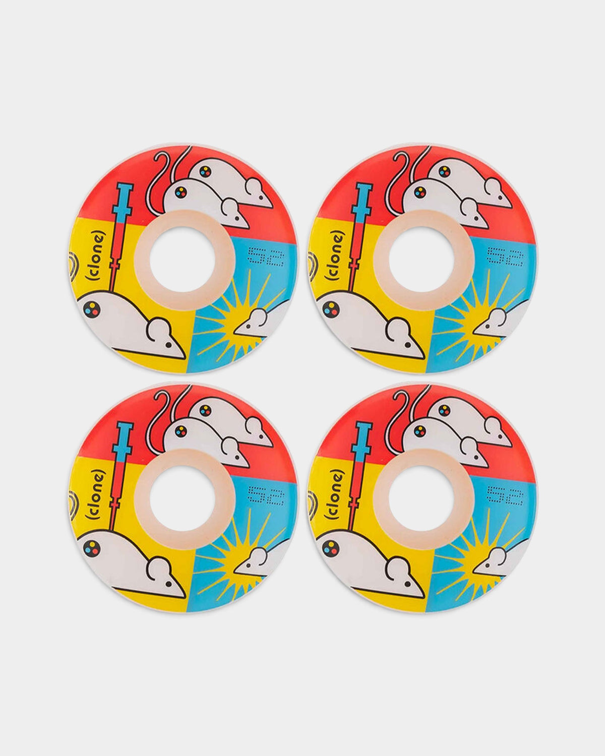 Lockwood Avenue Alien Workshop Clone Replicate 52mm 101A skateboard wheels featuring a colorful mice graphic