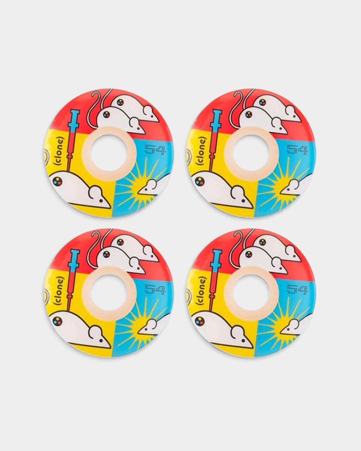 Lockwood Avenue Alien Workshop Clone Replicate 54mm 101A skateboard wheels featuring a colorful mice graphic