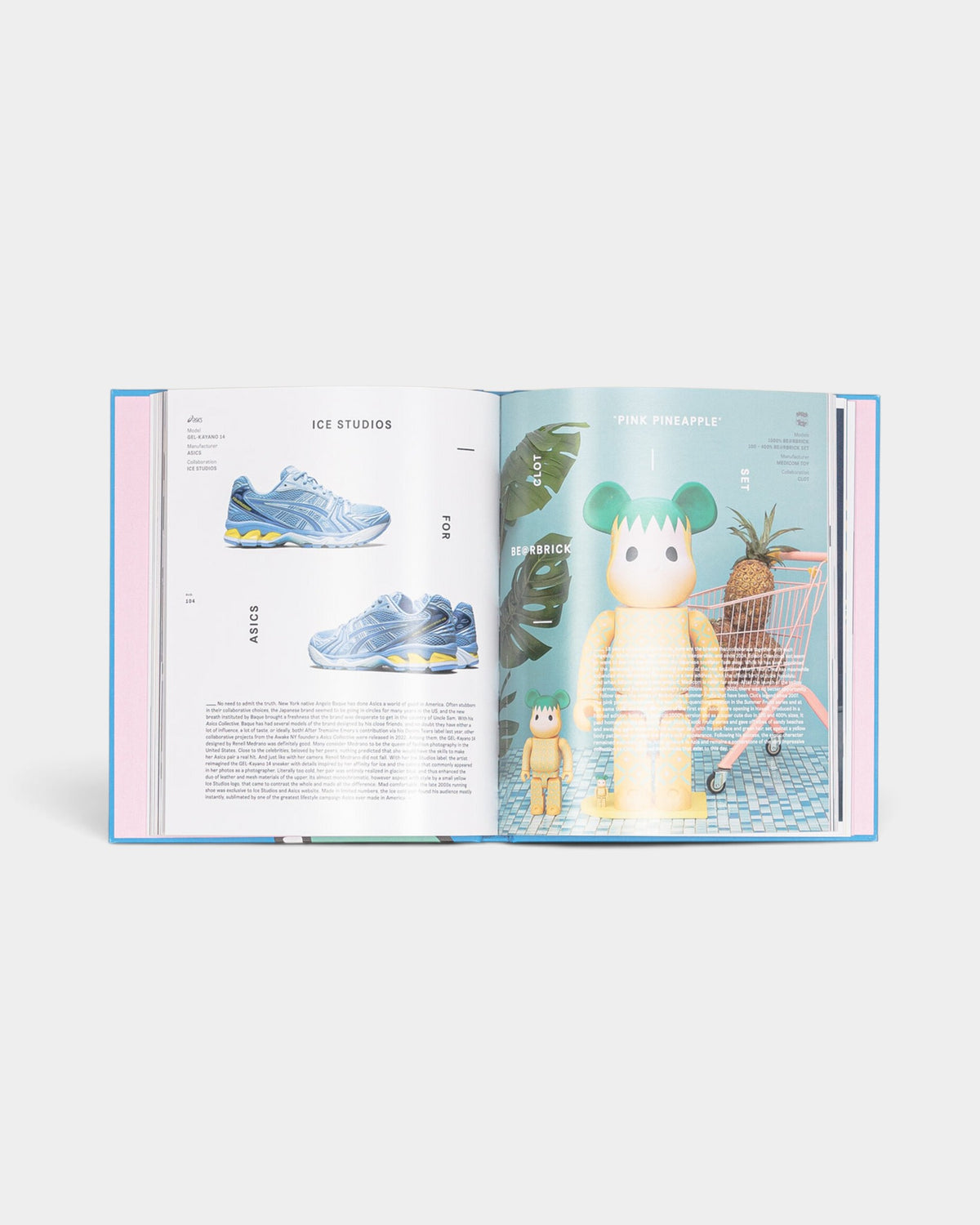 Lockwood Avenue All Gone 2022 Visty book open to pages featuring Ice Studios sneakers and Pink Pineapple Bearbrick