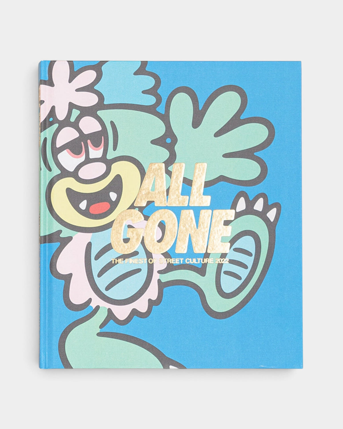 Lockwood Avenue All Gone 2022 Visty hard cover book featuring a blue cartoon character cover with gold foil lettering