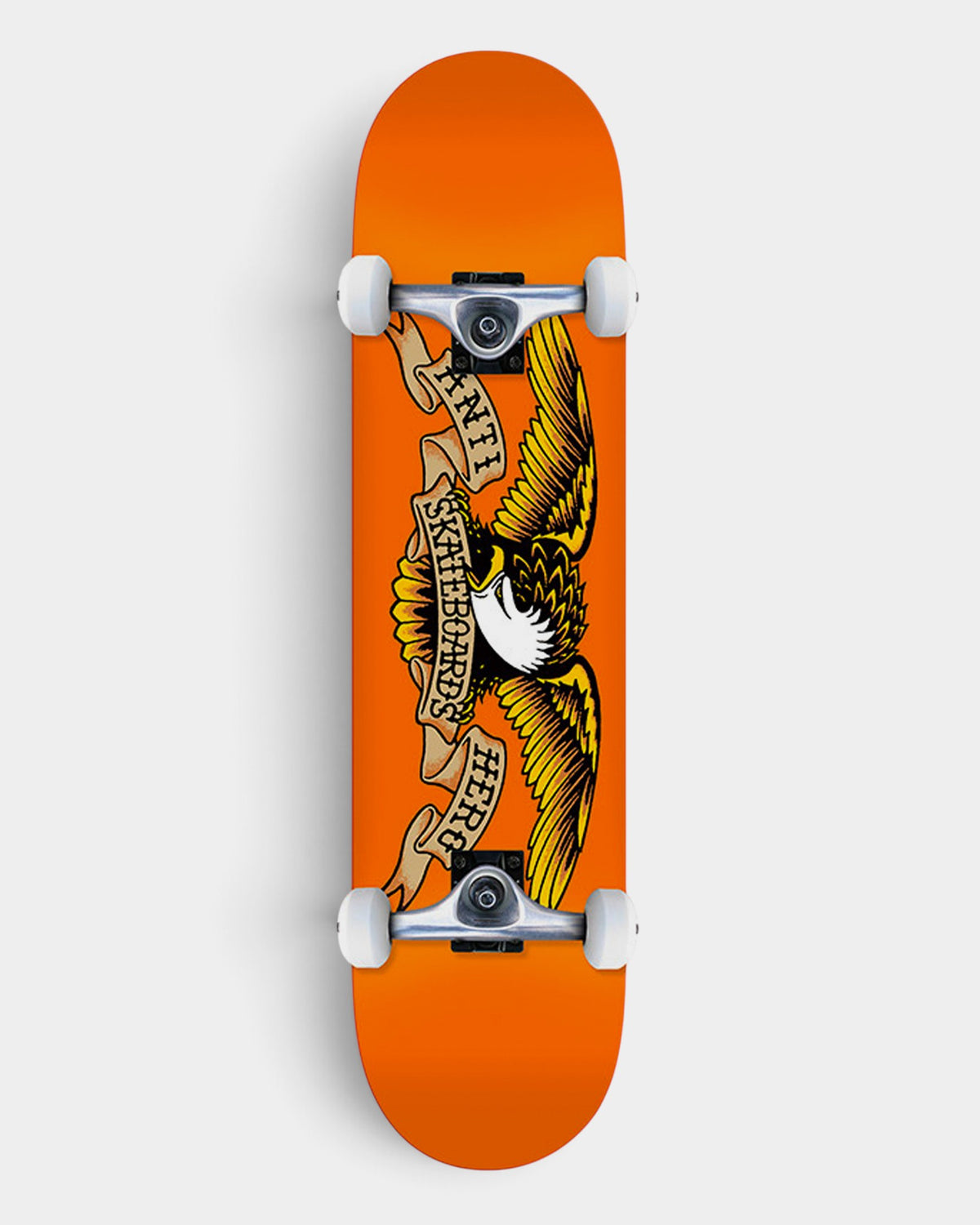 Lockwood Avenue Antihero Classic Eagle complete skateboard with orange 7-ply maple deck and iconic eagle graphic.