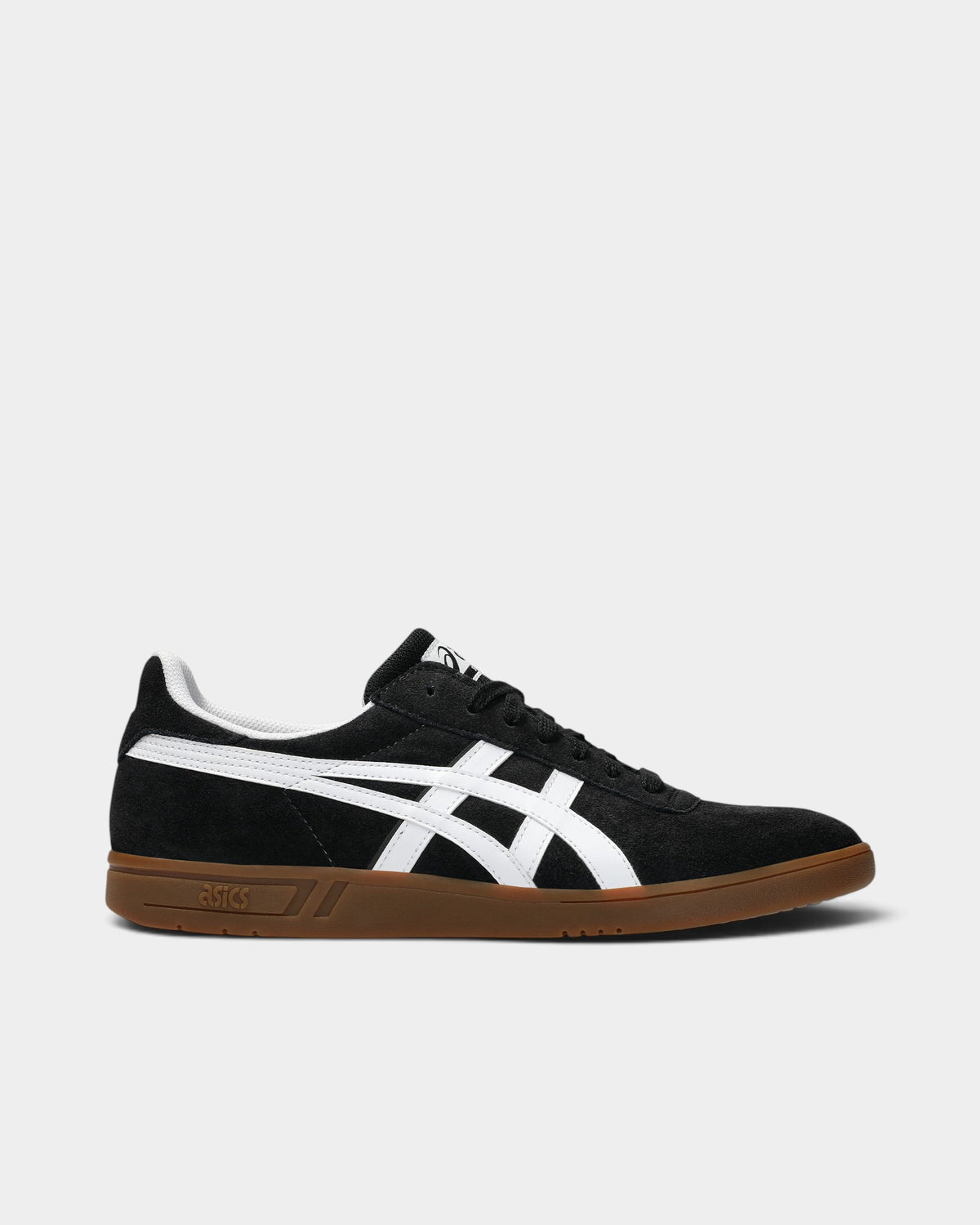 Lockwood Avenue Asics GEL-Vickka Pro black suede skate shoes with white stripes and a gum rubber sole.