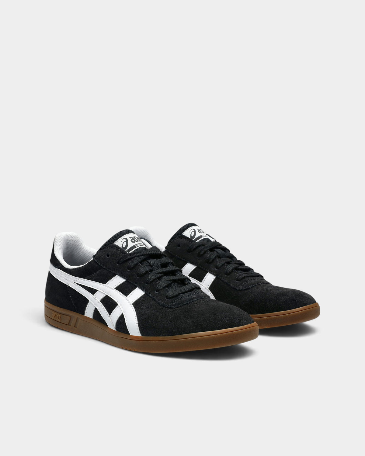 Lockwood Avenue Asics Skateboarding GEL-Vickka Pro shoes in black suede with white stripes and gum rubber soles.