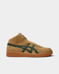 Lockwood Avenue Asics Skateboarding Japan Pro MT mid-top sneakers in tan suede with green side stripes and gum sole