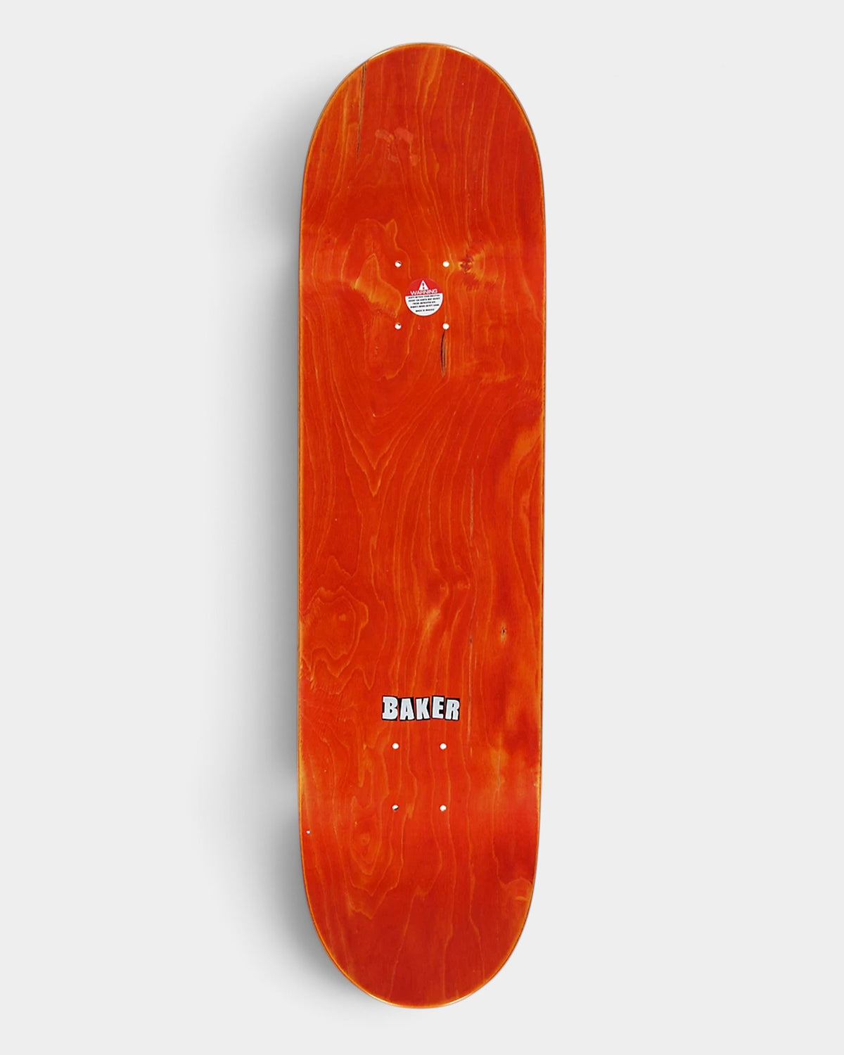 Lockwood Avenue Baker Casper Brooker pro model skateboard deck in red with wood grain texture and Baker logo.